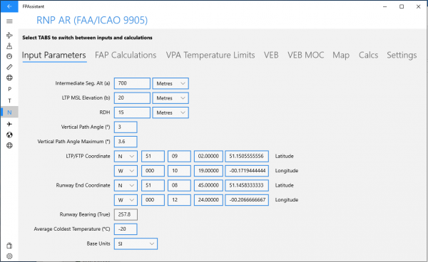 RNP AR : App input parameters